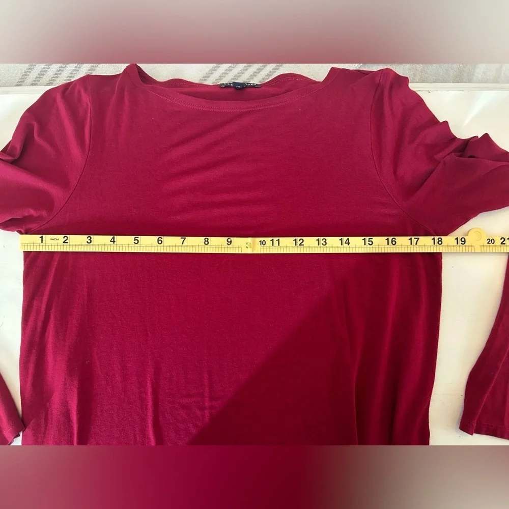 Eileen Fisher Dark Red Long Sleeve Jersey Dress Sz SP Minimalist Quietly Luxury